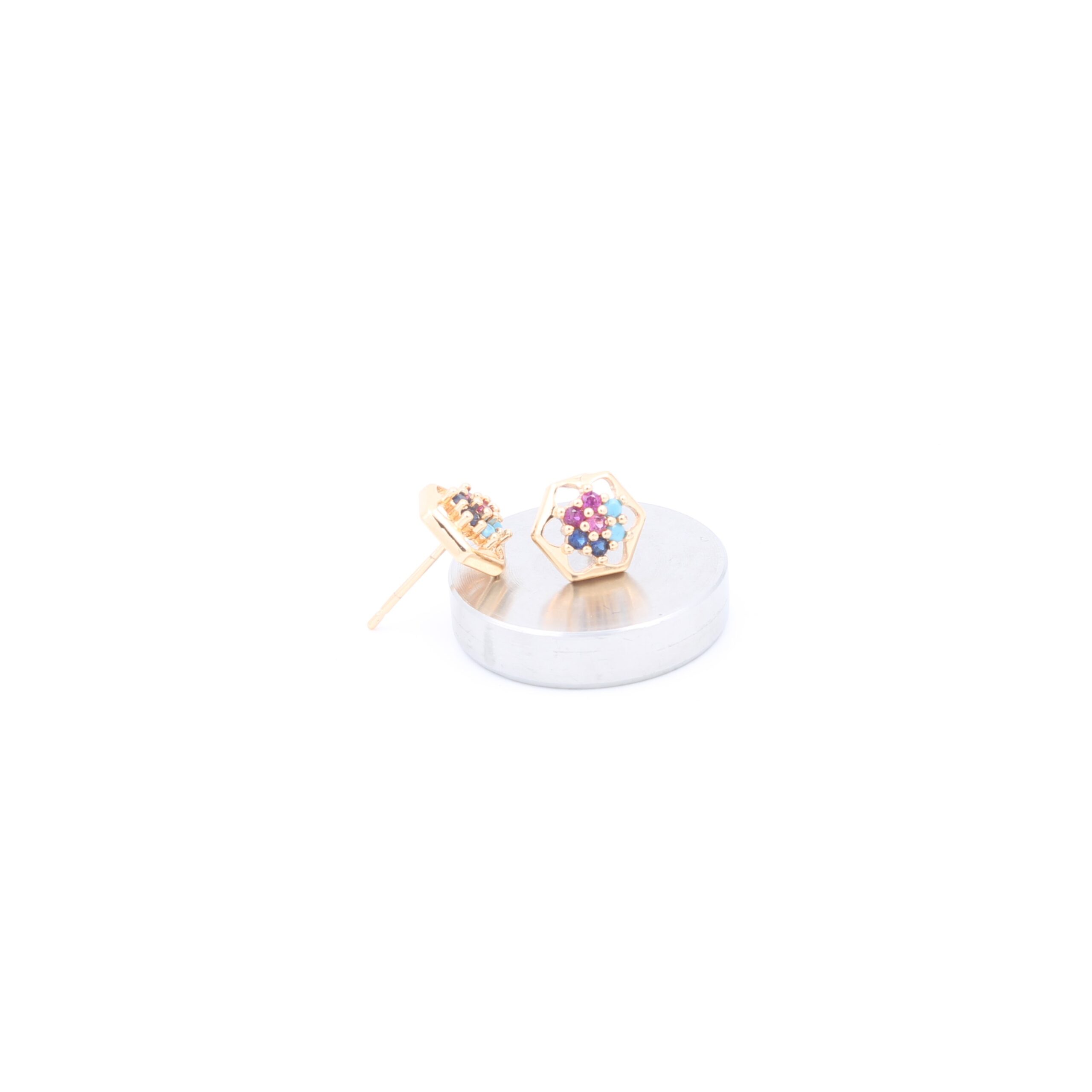 MULTICOLOUR FLOWER STUD EARRING - Image 2